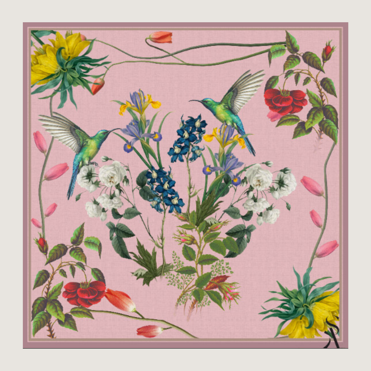 The Grand SA - Hummingbirds Paradise in Pink - Satin Chiffon